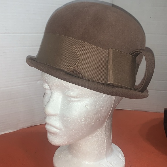 Vintage Brown Art Deco Velour Merrimac hat Union Made in 1950’s - Picture 2 of 8